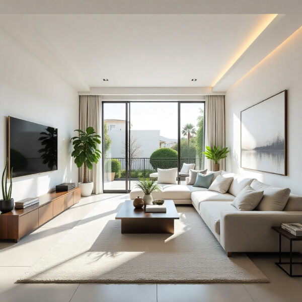 Salón con Home Staging profesional, el resultado de fotografo inmobiliario valencia para vender casa en valencia
