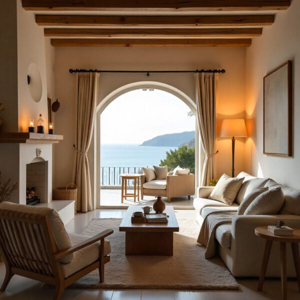 Salón con Home Staging de confort, preparado para vender segunda residencia costa valenciana en meses fríos